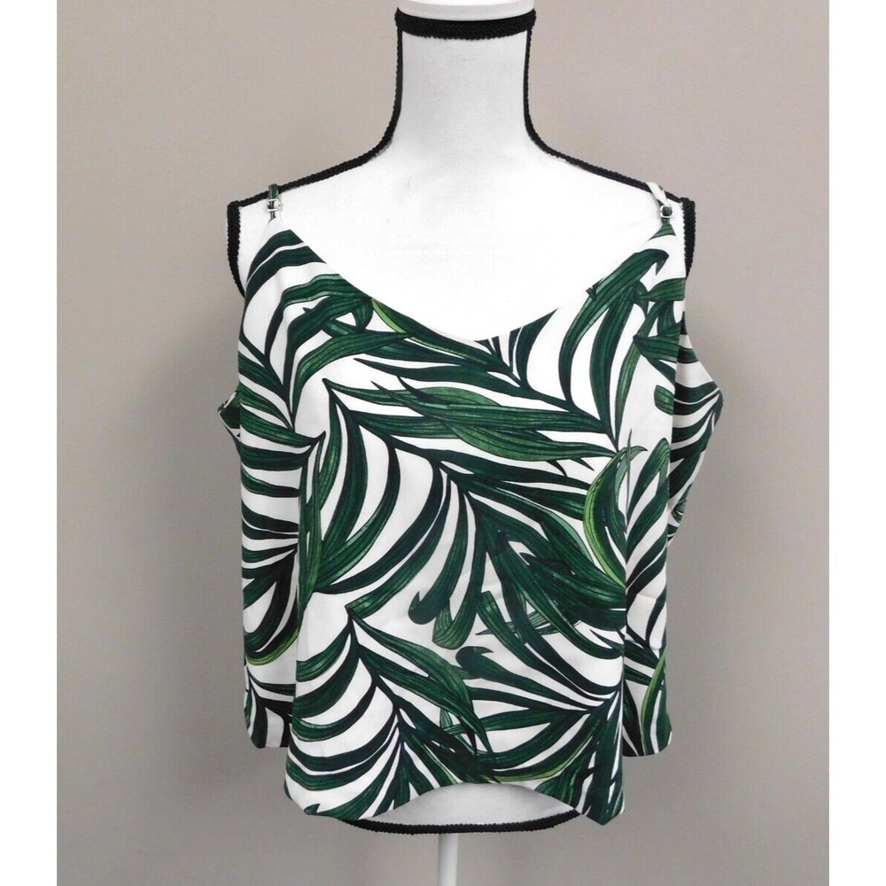 Elaine Rose Women's  Cami Tank Top Fern Design Adjustable Straps   Size XL